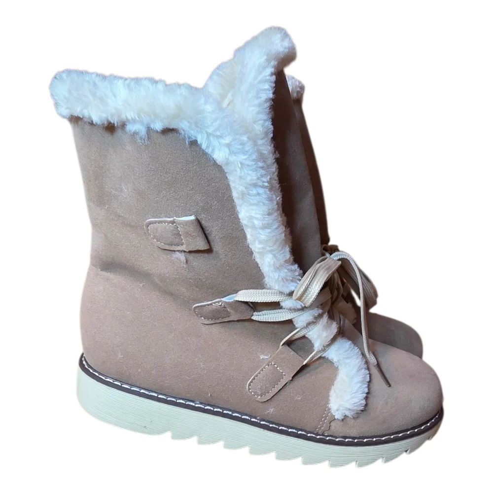 Crown Vintage Boots Lorri Faux Fur Taupe Womens Size 10